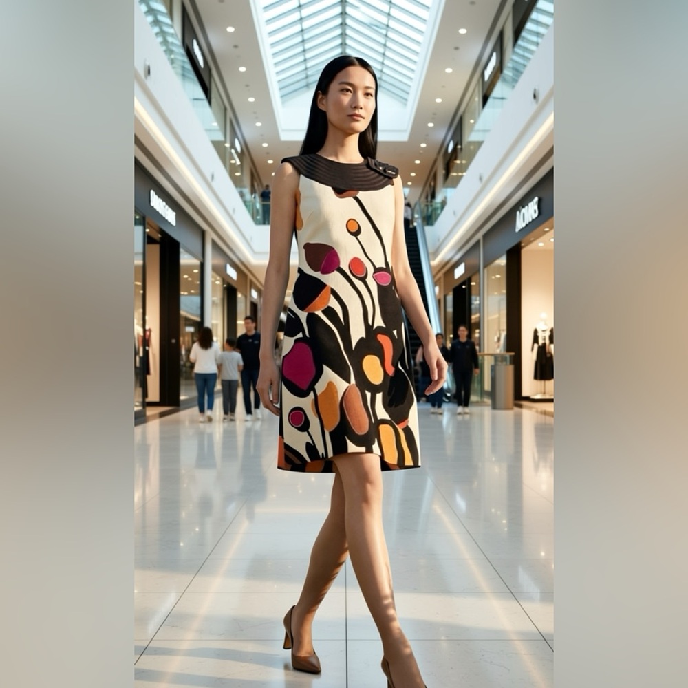 Kay Unger Black and Multicolor Mini Dress
